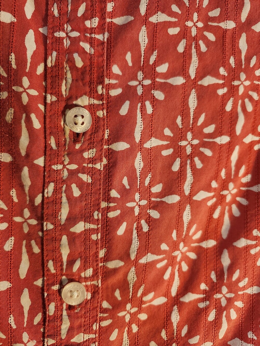 Woolrich Red Sleeveless Button-Front Printed 100% Cotton Top - Picture 2 of 6